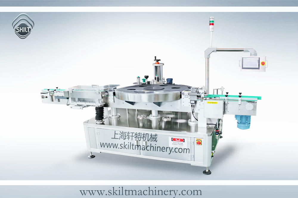 高速回轉(zhuǎn)圓瓶不干膠貼標(biāo)機(jī)